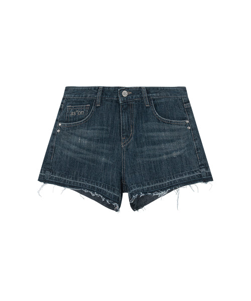 FOLD DENIM SHORT PANTS - 2 COLORS