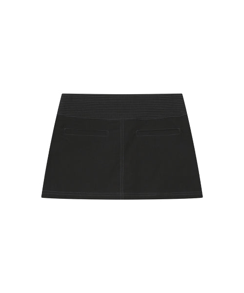 STITCH POCKET MINI SKIRT #REI同款! - 2 COLORS BLACK