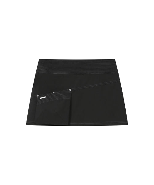 STITCH POCKET MINI SKIRT #REI同款! - 2 COLORS BLACK