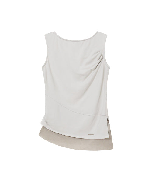UNBALANCED SHEER LAYERED SLEEVELESS #REI同款! - 2 COLORS GREY