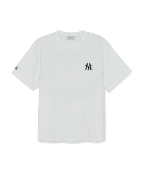 BASIC SIMPLE STREET LOGO OVERFIT SHORT SLEEVE T-SHIRT NY #KARINA同款! - 2 COLORS WHITE