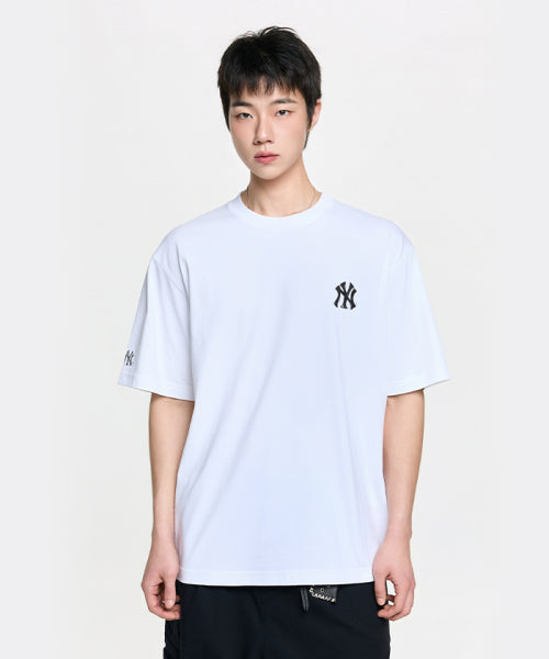 BASIC SIMPLE STREET LOGO OVERFIT SHORT SLEEVE T-SHIRT NY #KARINA同款! - 2 COLORS WHITE