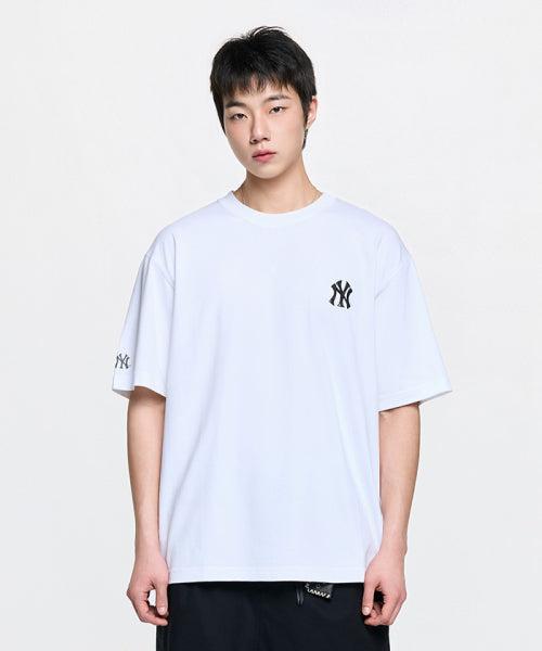 BASIC SIMPLE STREET LOGO OVERFIT SHORT SLEEVE T-SHIRT NY #KARINA同款! - 2 COLORS WHITE
