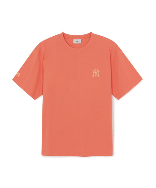 BASIC SIMPLE STREET LOGO OVERFIT SHORT SLEEVE T-SHIRT NY #KARINA同款! - 2 COLORS ORANGE