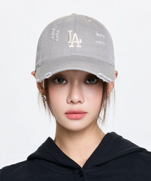 DAMAGE WASHED UNSTRUCTURED BALL CAP NY #KARINA同款! - 6 COLORS GREY