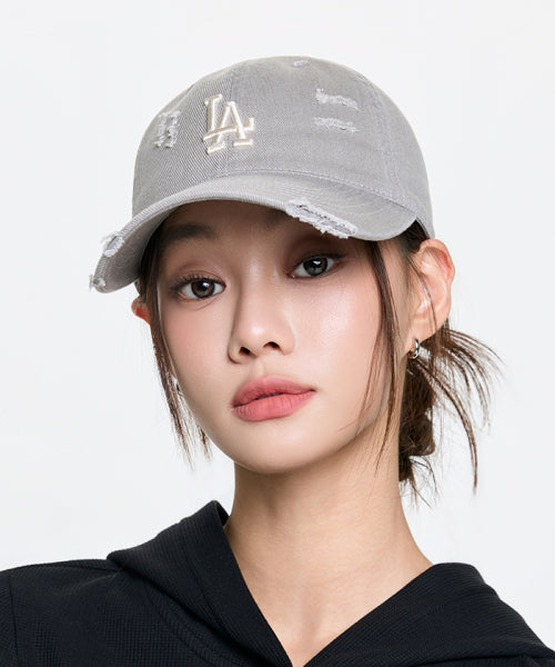 DAMAGE WASHED UNSTRUCTURED BALL CAP NY #KARINA同款! - 6 COLORS GREY