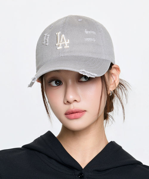 DAMAGE WASHED UNSTRUCTURED BALL CAP NY #KARINA同款! - 6 COLORS GREY