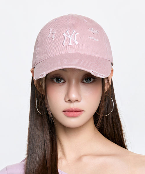 DAMAGE WASHED UNSTRUCTURED BALL CAP NY #KARINA同款! - 6 COLORS PINK