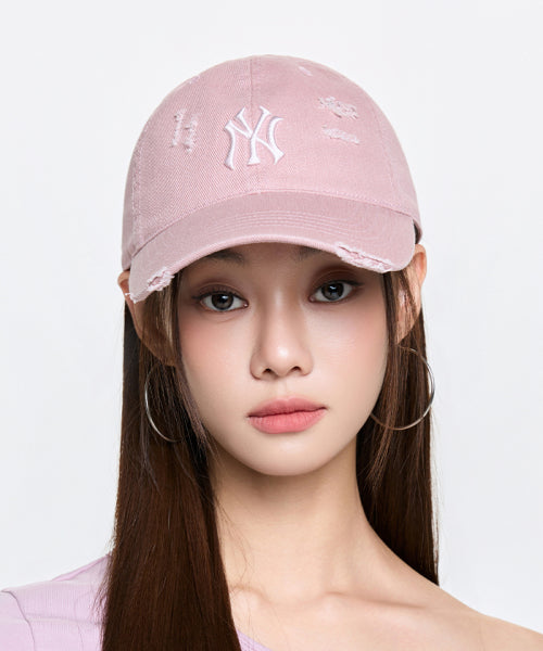 DAMAGE WASHED UNSTRUCTURED BALL CAP LA #KARINA同款! - 6 COLORS PINK
