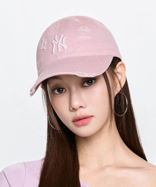 DAMAGE WASHED UNSTRUCTURED BALL CAP NY #KARINA同款! - 6 COLORS PINK