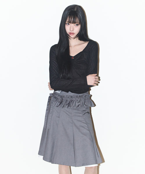 PLEATS SKIRT - 2 COLORS CHARCOAL