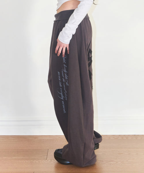 LACE RIBBON PANTS - 3 COLORS CHARCOAL