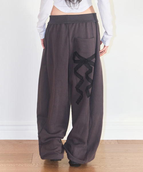 LACE RIBBON PANTS - 3 COLORS CHARCOAL