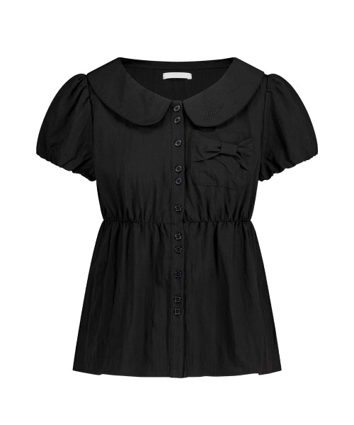RIBBON PUFF BLOUSE - 3 COLORS BLACK