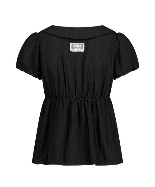 RIBBON PUFF BLOUSE - 3 COLORS BLACK