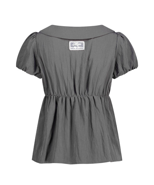 RIBBON PUFF BLOUSE - 3 COLORS CHARCOAL