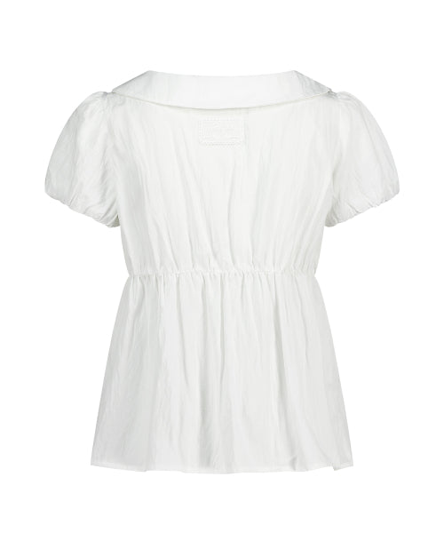 RIBBON PUFF BLOUSE - 3 COLORS WHITE