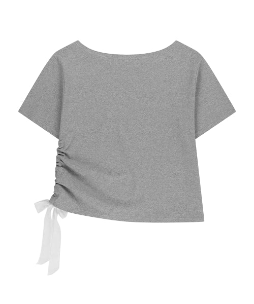 RIBBON TOP - 4 COLORS MELANGE GREY
