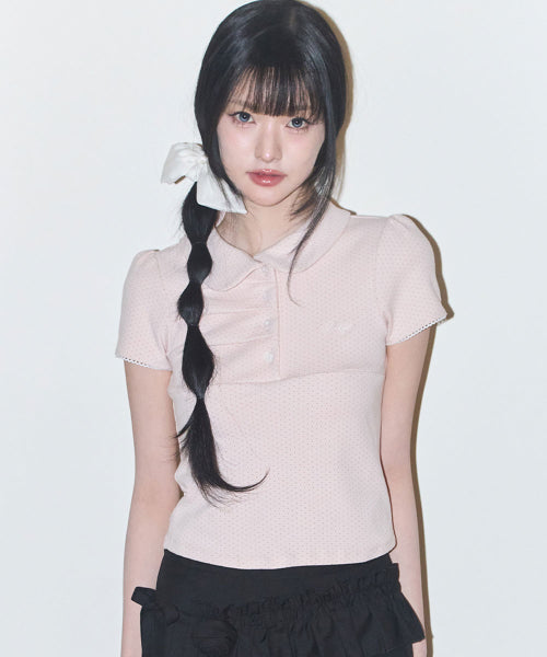 DOT PINTUCK COLLAR - 4 COLORS PINK