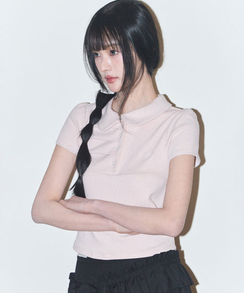 DOT PINTUCK COLLAR - 4 COLORS PINK