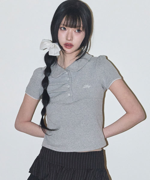 DOT PINTUCK COLLAR - 4 COLORS MELANGE GREY