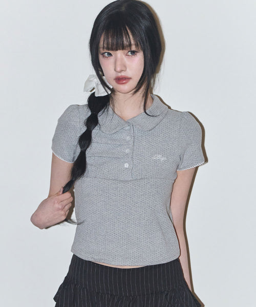 DOT PINTUCK COLLAR - 4 COLORS MELANGE GREY