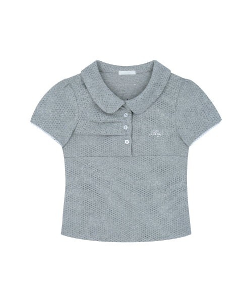 DOT PINTUCK COLLAR - 4 COLORS MELANGE GREY