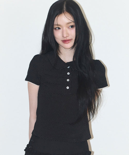 DOT PINTUCK COLLAR - 4 COLORS BLACK