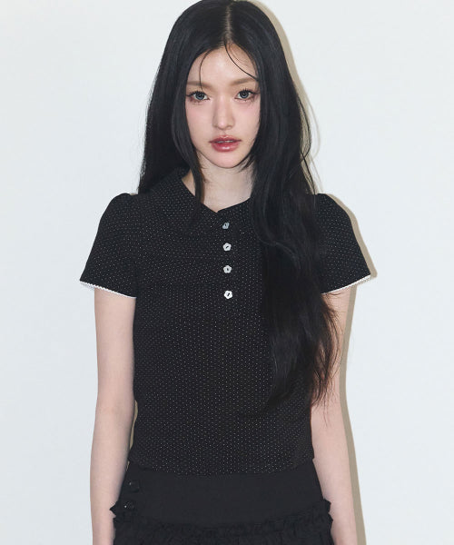 DOT PINTUCK COLLAR - 4 COLORS BLACK