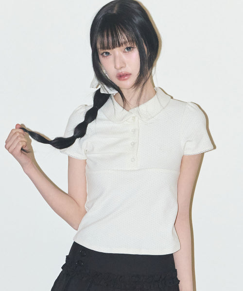 DOT PINTUCK COLLAR - 4 COLORS IVORY