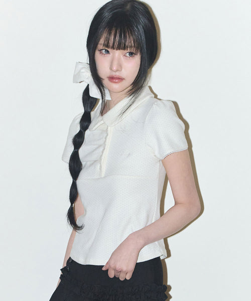 DOT PINTUCK COLLAR - 4 COLORS IVORY