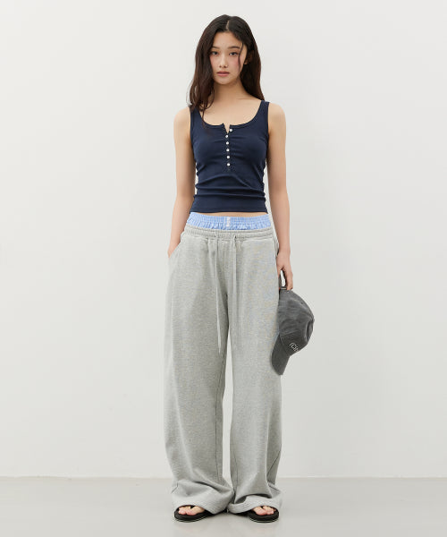 BUTTON POINT SLEEVELESS TOP - 8 COLORS
