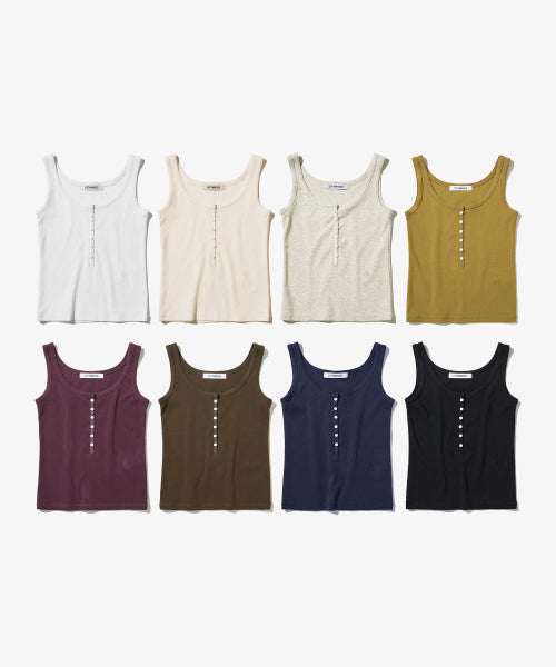 BUTTON POINT SLEEVELESS TOP - 8 COLORS