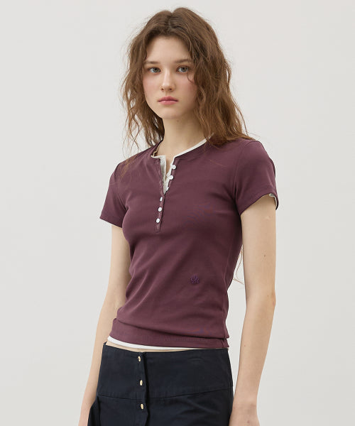 COMFORT HENLEY NECK SHORT SLEEVE TEE - 8 COLORS