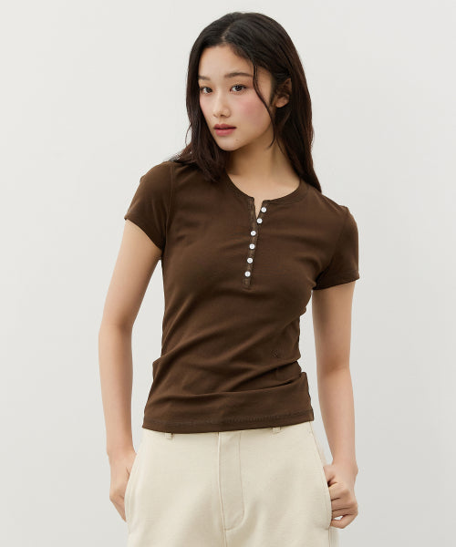 COMFORT HENLEY NECK SHORT SLEEVE TEE - 8 COLORS