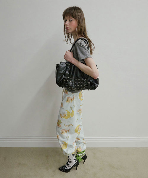METAL STUD TOTE BAG - 2 COLORS BLACK