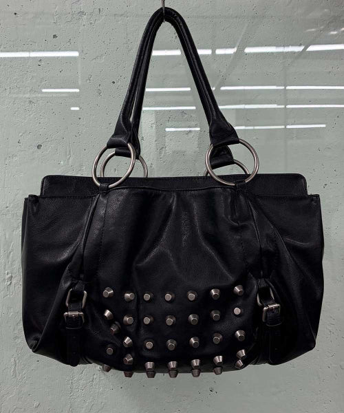 METAL STUD TOTE BAG - 2 COLORS BLACK