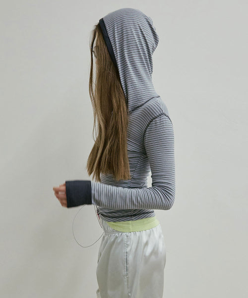 STRIPED BUTTON DOWN HOODIE - 3 COLORS BLUE