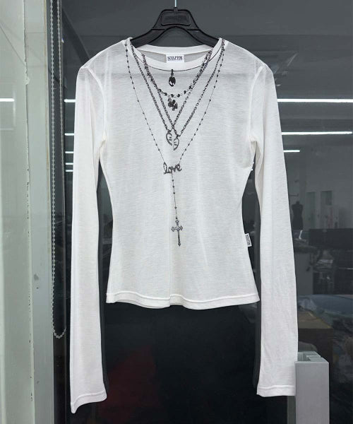 FAUX NECKLACE TEE BABY - 5 COLORS BLACK