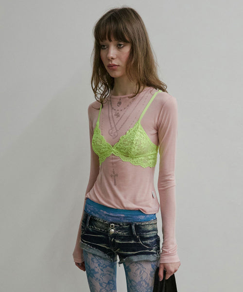 FAUX NECKLACE TEE BABY - 5 COLORS BABY PINK