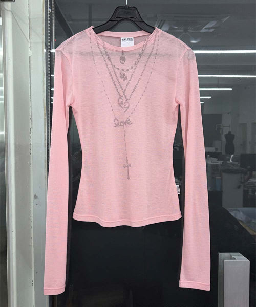 FAUX NECKLACE TEE BABY - 5 COLORS BABY PINK