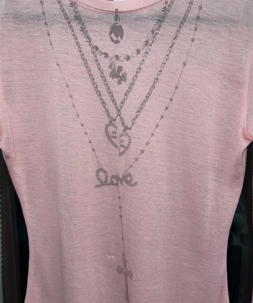 FAUX NECKLACE TEE BABY - 5 COLORS BABY PINK