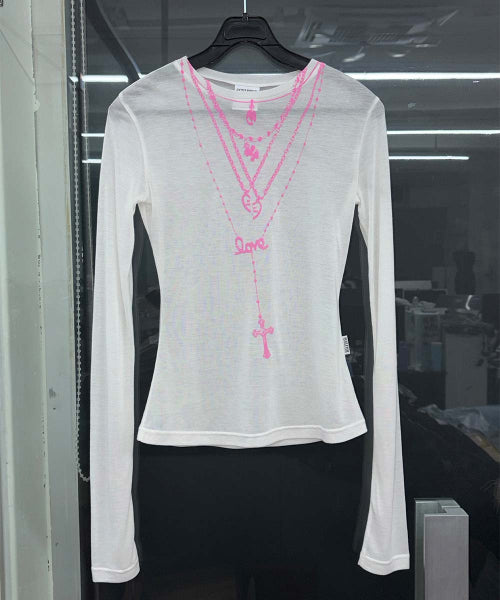 FAUX NECKLACE TEE BABY - 5 COLORS WHITE