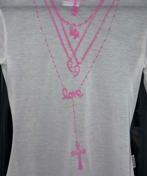FAUX NECKLACE TEE BABY - 5 COLORS WHITE