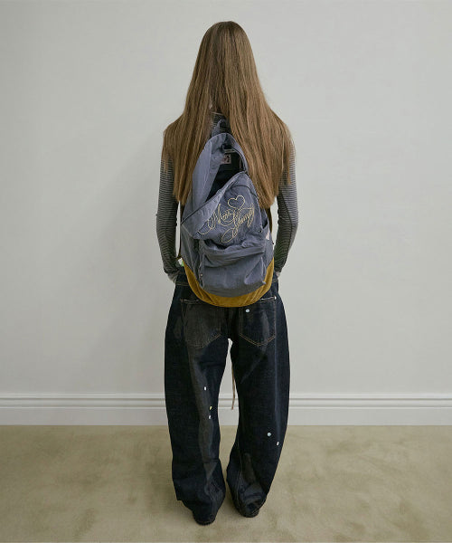 GRUMPY GIRL NYLON BACKPACK METALLIC NAVY