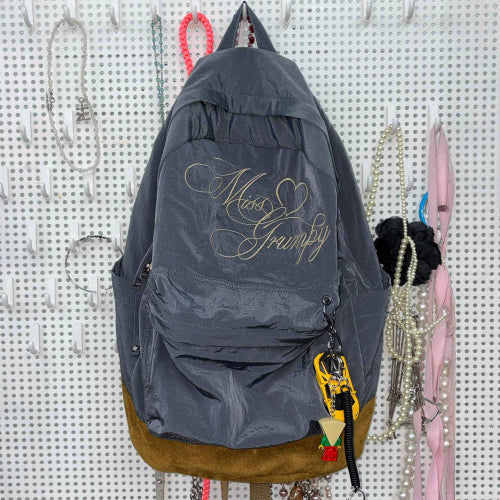 GRUMPY GIRL NYLON BACKPACK METALLIC NAVY
