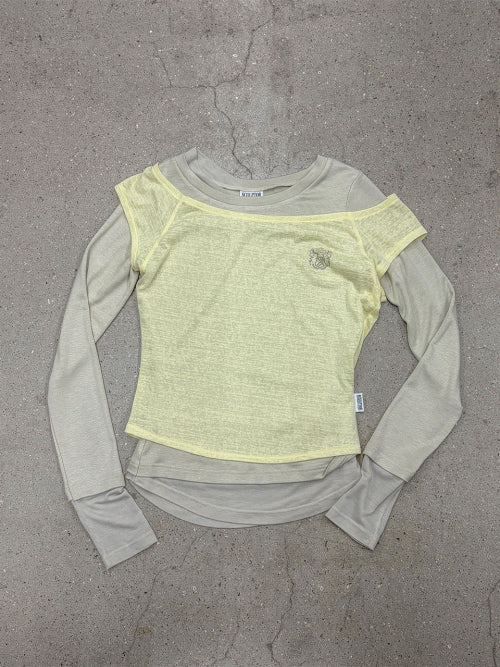 LAZY LAYERED TEE SALMON - 7 COLORS LEMON
