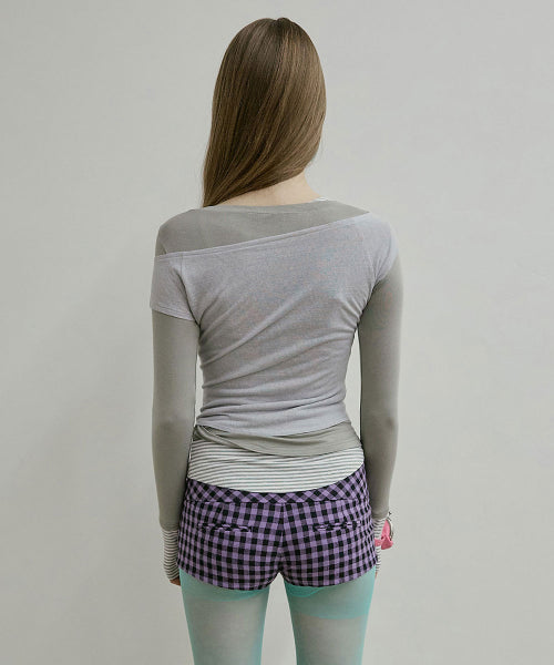 LAZY LAYERED TEE SALMON - 7 COLORS GREY