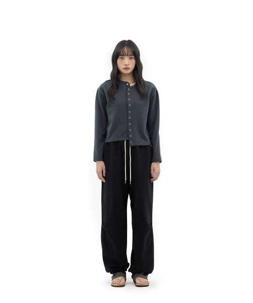 SNAP BUTTON CARDIGAN - 3 COLORS CHARCOAL