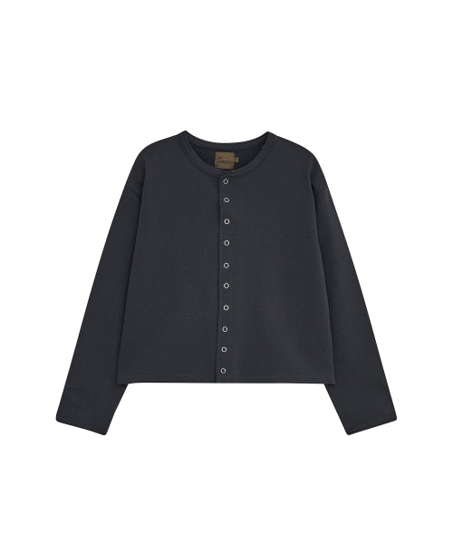 SNAP BUTTON CARDIGAN - 3 COLORS CHARCOAL